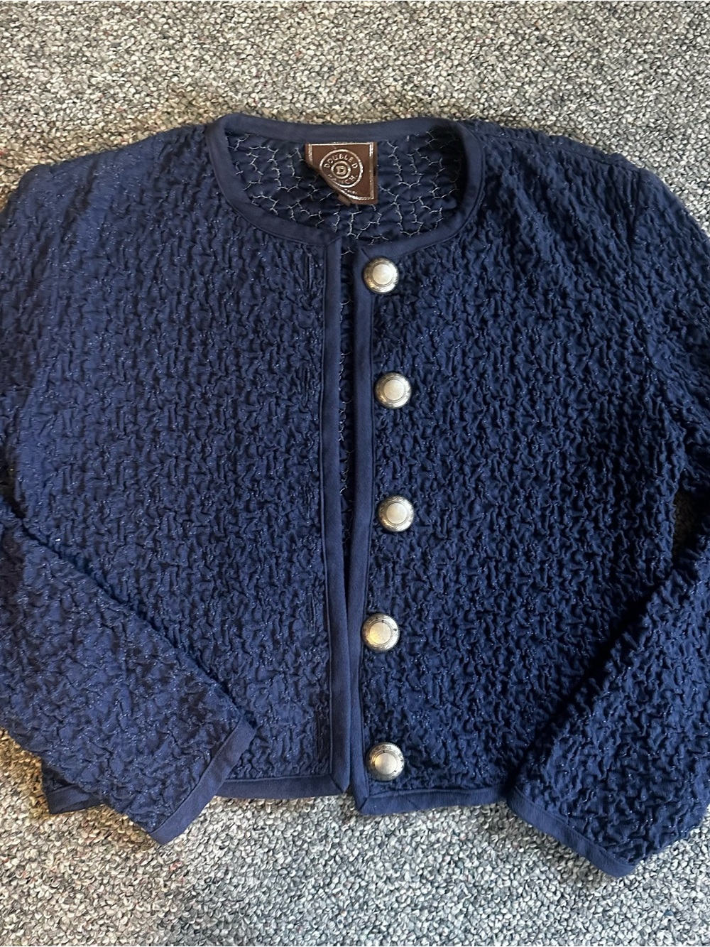 Double D Ranch Navy Textured Quilted Blazer with Silver Buttons